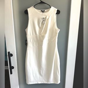 Express Asymmetrical Ivory Sheath Dress